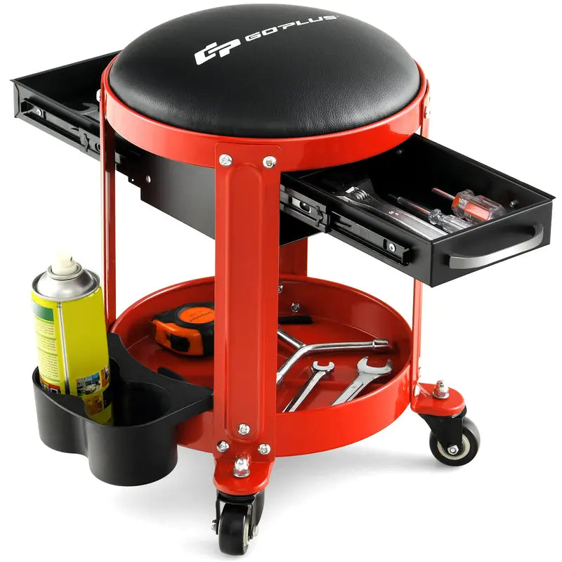 Pneumatic Rolling Mechanic Stool – Low-Profile Creeper Seat with Removable Cushioned Pad