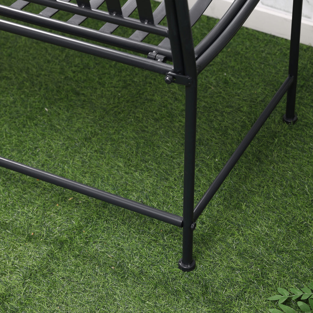 Outsunny Gartenbank Sitzbank Parkbank 2-Sitzer Metallbank Stahlrahmen mit Armlehne für Garten Balkon und Terrasse bis 220 kg belastbar Grau 115,5 x 54 x 96 cm