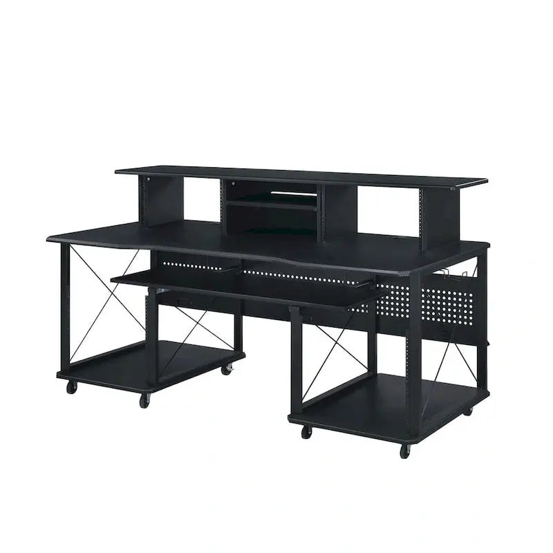 Portable Rectangular Music Desk – 8-Caster Mobility Base with Dedicated Keyboard Tray