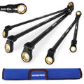 WORKPRO 5-Piece Extra-Long Flex-Head Ratcheting Wrench Set — Metric Sizes 8–19 mm, Rolling Pouch Included
