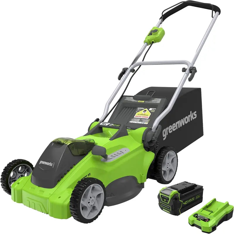 Greenworks 40V 16  Cordless Electric Lawn Mower, 4.0Ah Battery and Charger Included