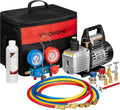 HVAC Vacuum Pump & Manifold Gauge Kit — 110V, 1/4 HP, 3.5 CFM, R134a/R410a Compatible