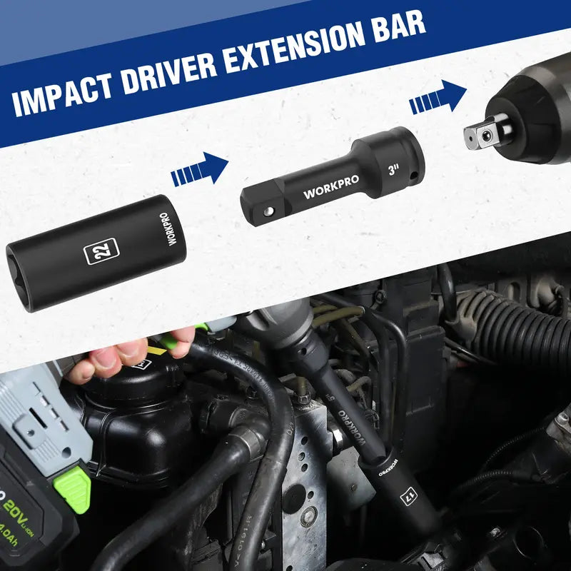 WORKPRO 65-Piece 1/2-Inch Drive Impact Socket Set – SAE & Metric Deep and Standard Sizes