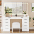 YITAHOME LED Vanity Desk Set – Modern 10-Drawer Dressing Table with Lighted Mirror & Matching Stool