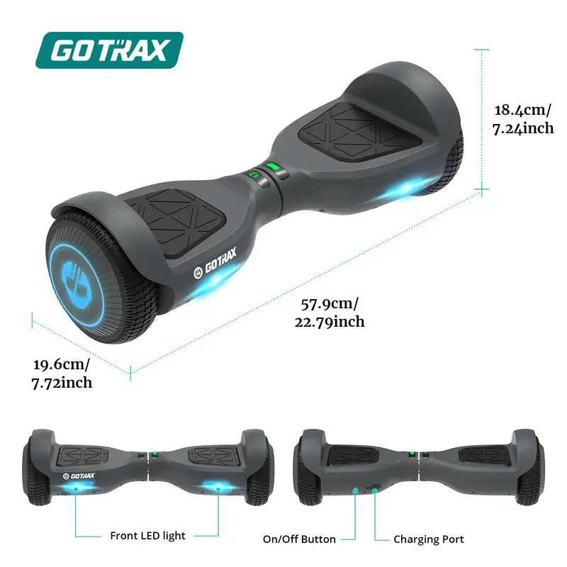 Gotrax EDGE Hoverboard, 6.5″ LED Wheels, Dual Motors, UL2272 Certified, 6.2mph, Self-Balancing, Black