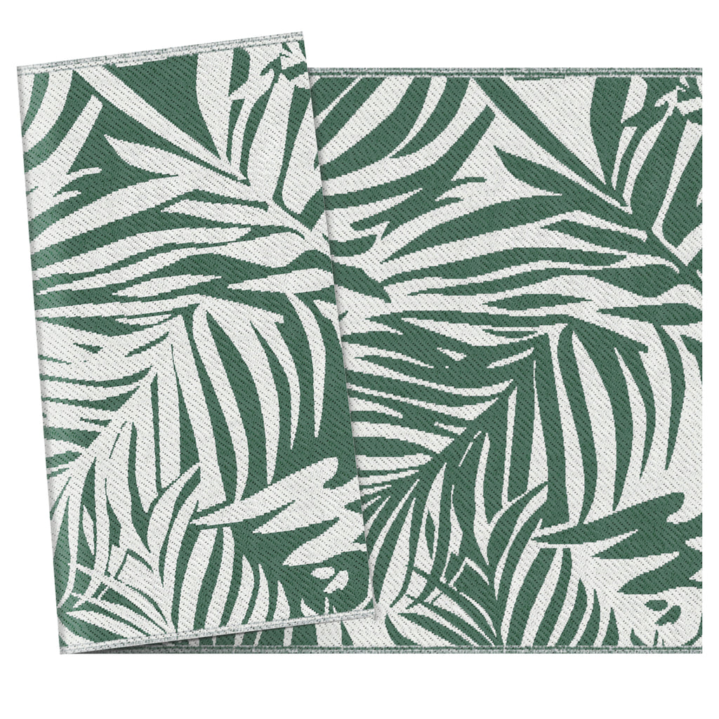 Outsunny Wendbarer Außenteppich mit tropischem Blattmuster - Hochdichtes Polypropylen 310 g/m² Maße 152L x 243B cm