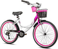 Kent Bicycles Susan G. Komen 24″ Multi-Speed Cruiser Bike for Girls, Pink/White/Black