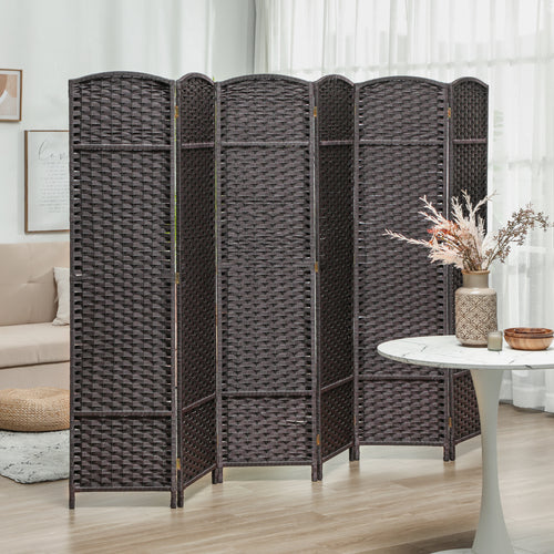 HOMCOM 6-teiliger Raumtrenner, Faltbarer Sichtschutz, Sichtschutzwand für Wohnzimmer, Schlafzimmer, Homeoffice, Braun