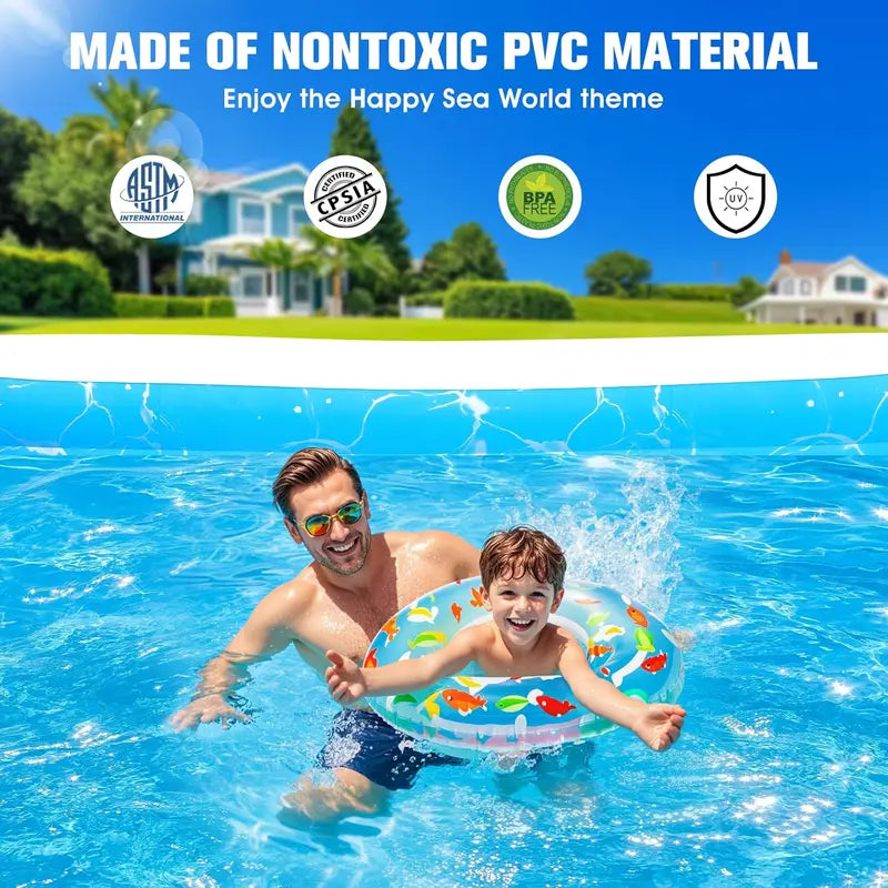 Lighted Family Inflatable Pool – Extra-Large with Integrated Seats & Waterproof LED Lighting