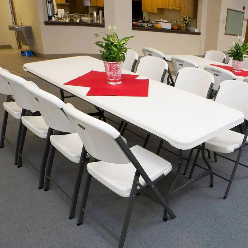 Lifetime 8-Foot Commercial Folding Tables – Stackable, White, 4-Pack (Model 80344)