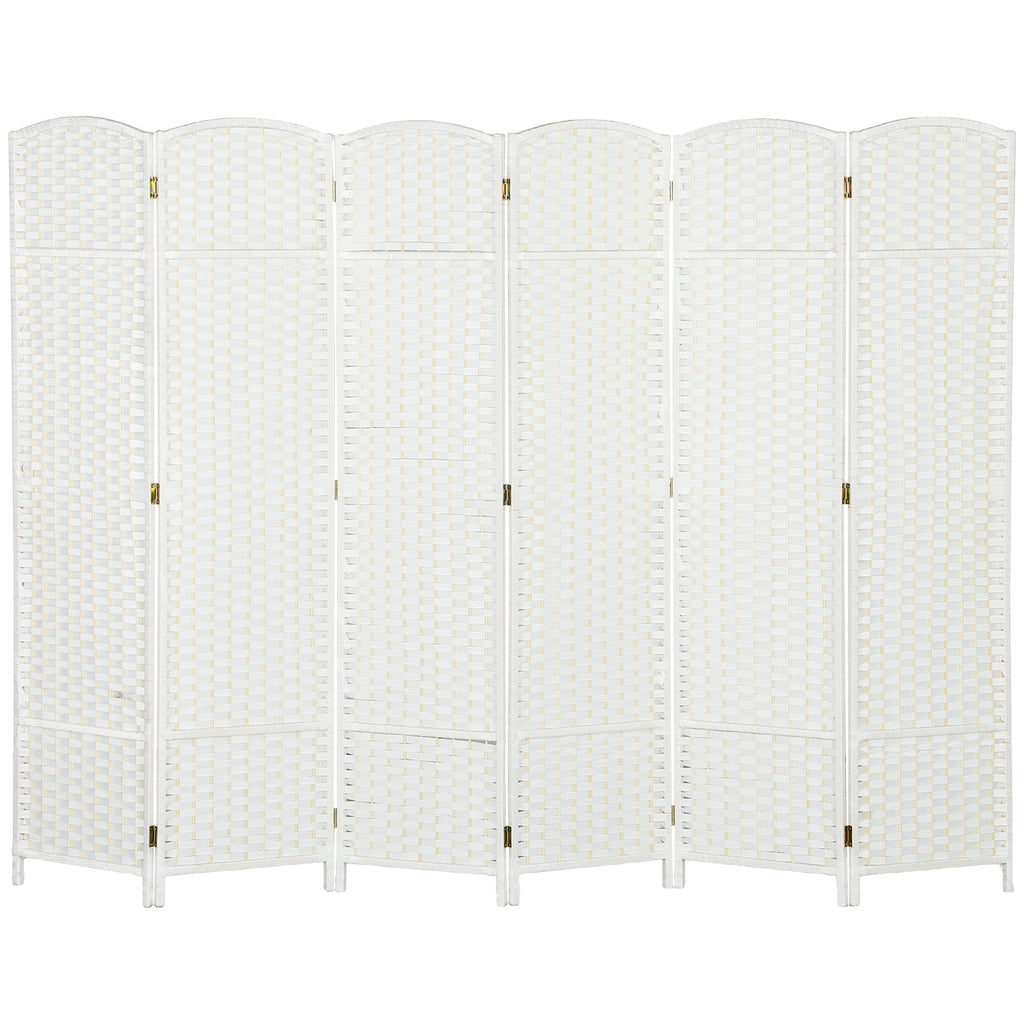 HOMCOM 6-teiliger Raumtrenner, Faltbarer Sichtschutz, Sichtschutzwand für Wohnzimmer, Schlafzimmer, Homeoffice, Weiß
