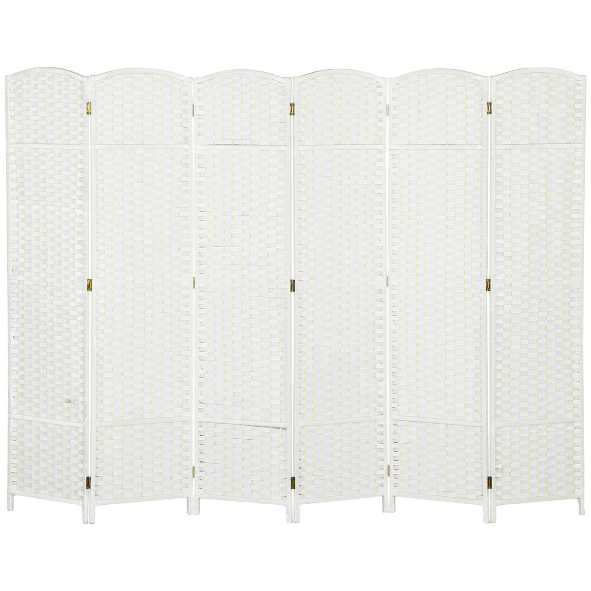 HOMCOM 6-teiliger Raumtrenner, Faltbarer Sichtschutz, Sichtschutzwand für Wohnzimmer, Schlafzimmer, Homeoffice, Weiß