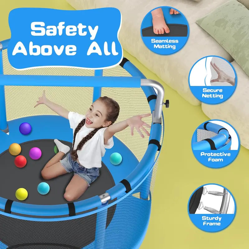 ZCMHAXJ Kids' Trampoline with Adjustable Gymnastics Bar & 7 Interactive Accessories