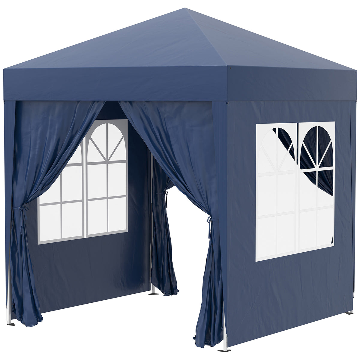 Outsunny Faltpavillon, Bierzelt, 4 abnehmbare Seitenwände, 2 Fenster, Metallrahmen, 2 x 2m, Blau