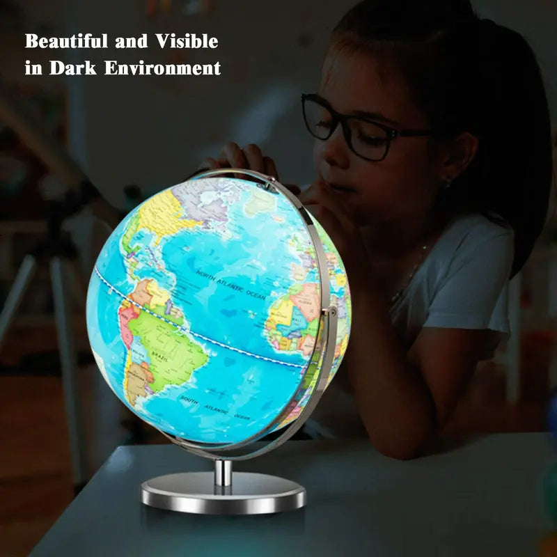 Illuminated Desktop World Globe — Educational LED-Lit Geographic Model