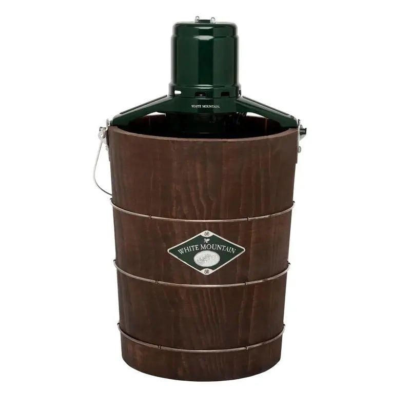 White Mountain Electric Ice Cream Maker – 6-Quart Capacity, Green & Brown Design