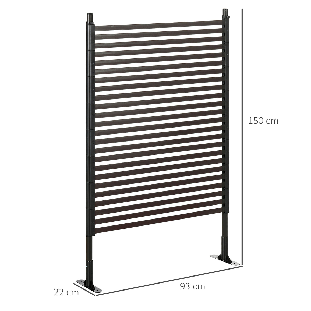 Outsunny Metallzaun, erweiterbar, wetterfest, rostfrei, Stahl, braun, 93 x 22 x 150cm