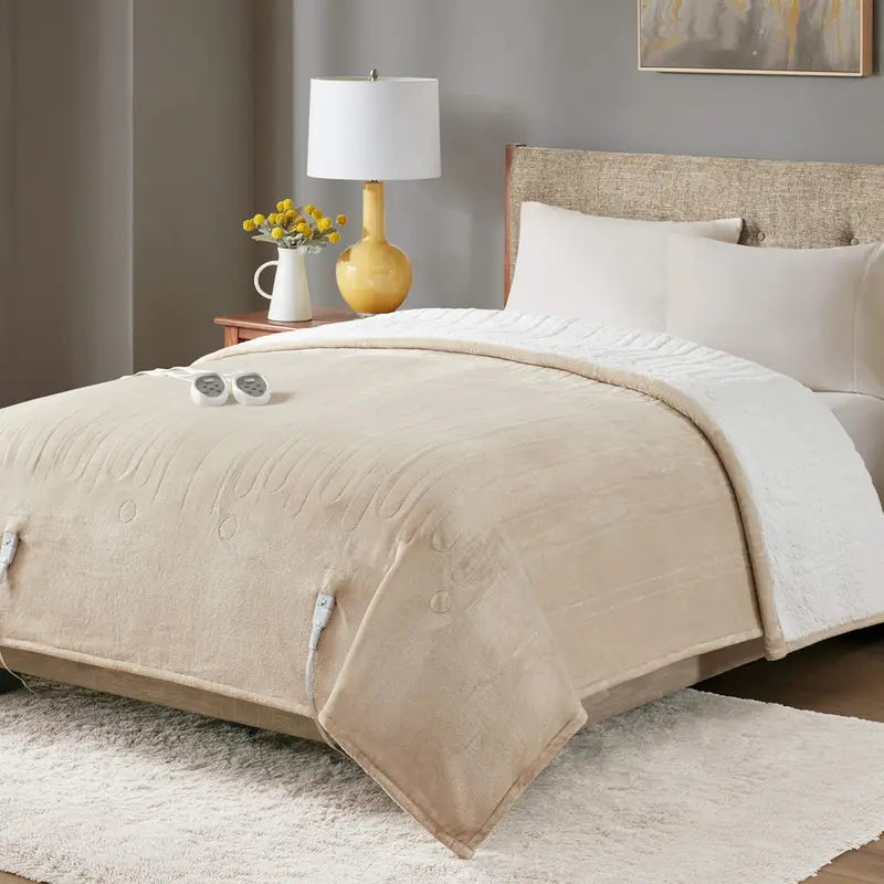 Sherpa Soft Dual Control Electric Blanket King Size, Heating Blankets | Washable