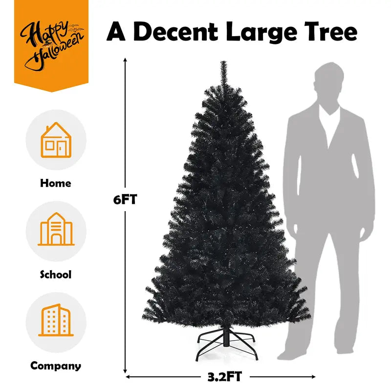 Halloween-Themed Hinged Artificial Tree with Sturdy Metal Stand