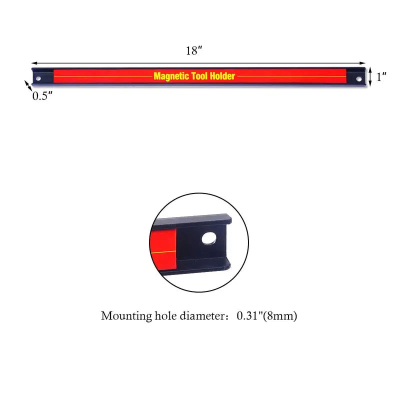 Six-Piece 18-Inch Magnetic Tool Holder Bars for Workshop Organization