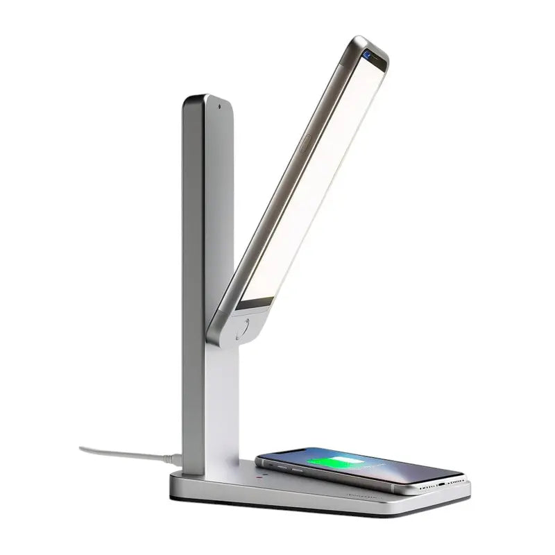 Helpox 3-in-1 Foldable LED Desk Lamp – Includes Qi Wireless Charging Pad & Adjustable Arm