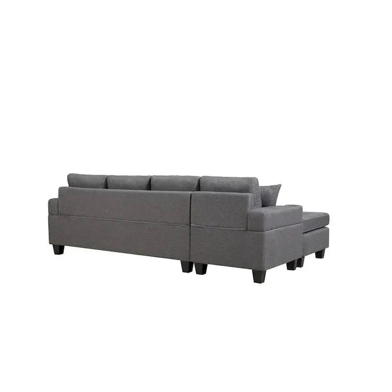 L-Shaped Sectional Sofa with Chaise Lounge – Living Room Set Featuring Built-in Cup Holders