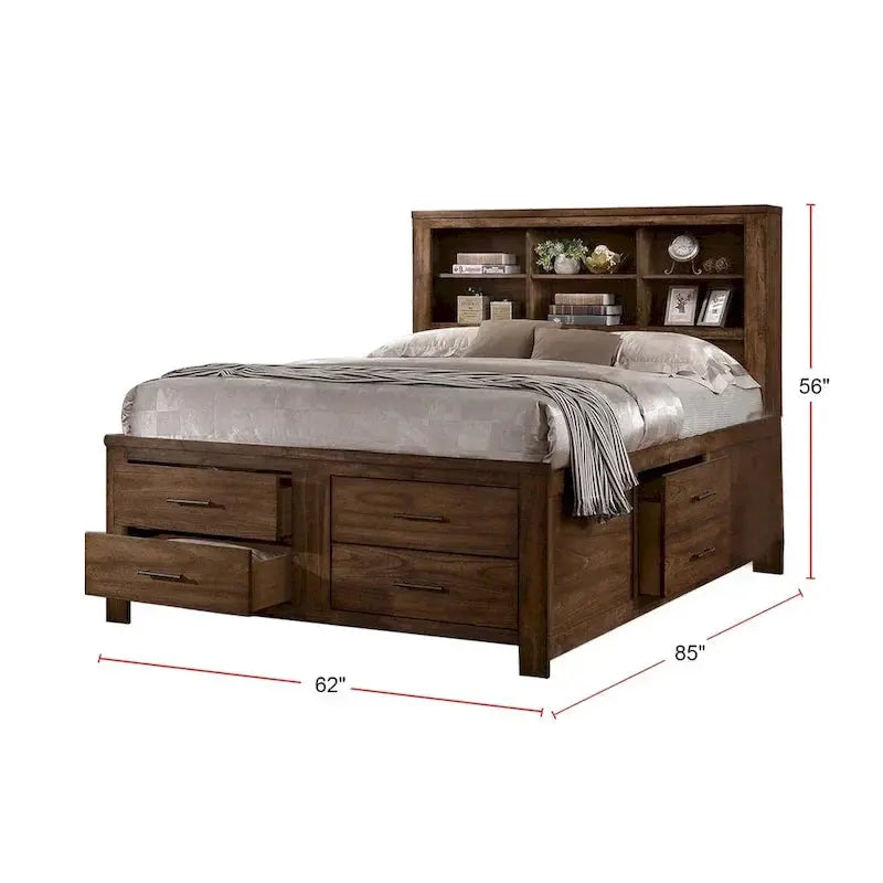 Walnut-Finished Underbed Storage System with 6 Slim Drawers