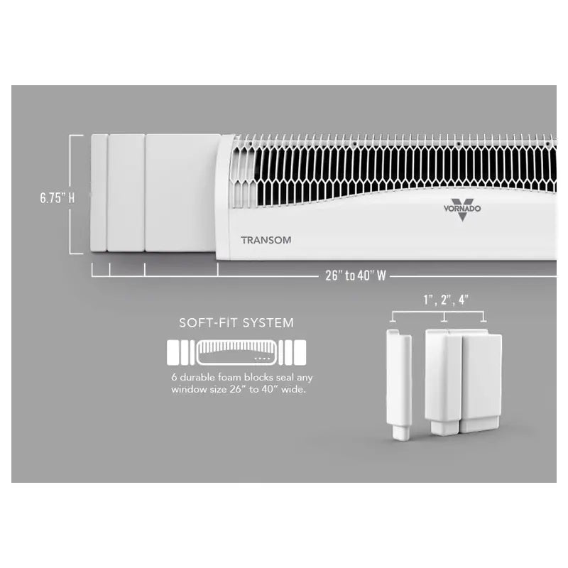Vornado Transom Window Air Circulator with Remote 120V 185 CFM White