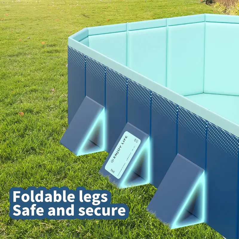 Hard-Shell Foldable Backyard Pool – Non-Inflatable, Durable Plastic Design (158″ x 76″ x 20″) for Kids & Pets
