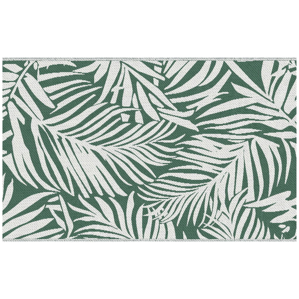 Outsunny Wendbarer Außenteppich mit tropischem Blattmuster - Hochdichtes Polypropylen 310 g/m² Maße 152L x 243B cm