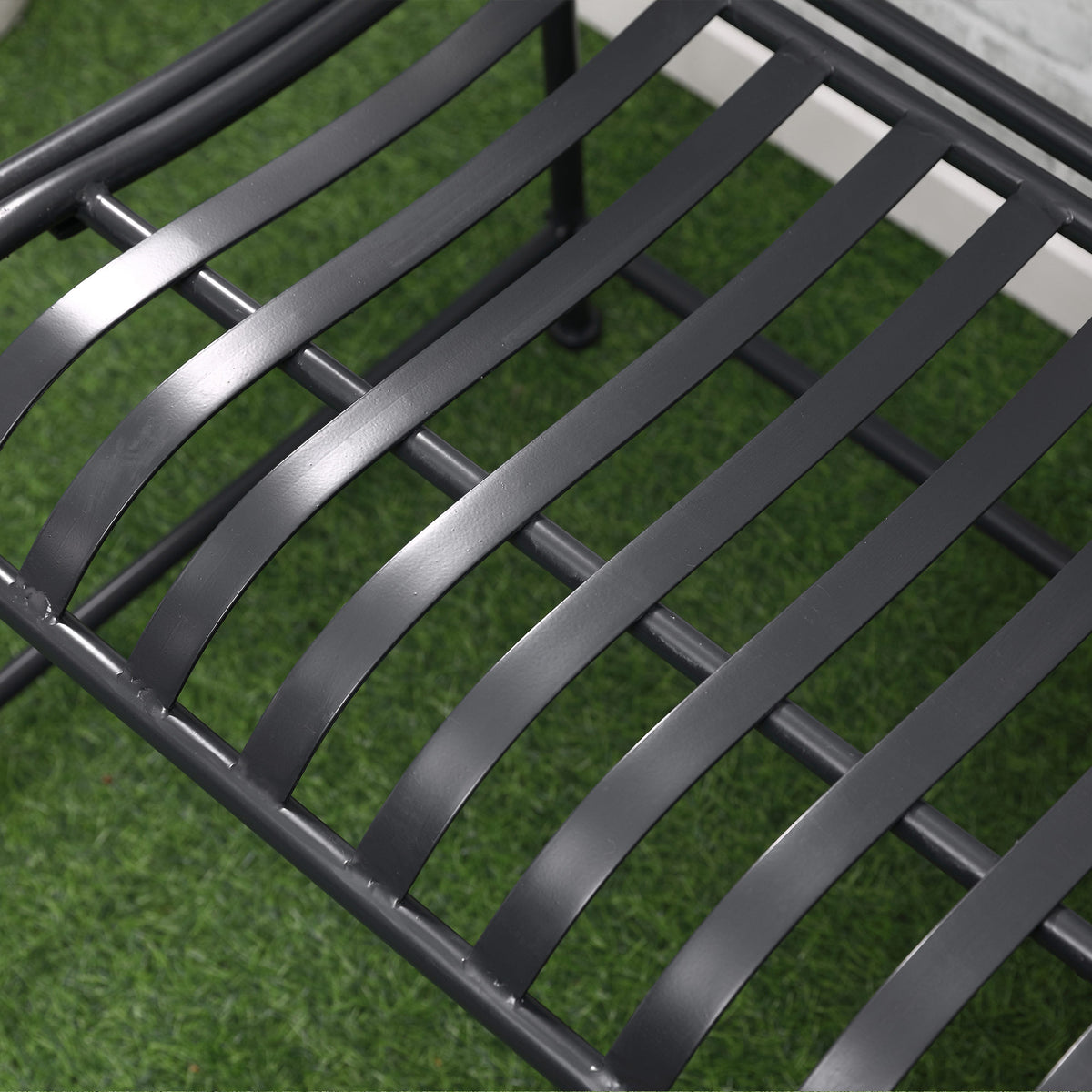 Outsunny Gartenbank Sitzbank Parkbank 2-Sitzer Metallbank Stahlrahmen mit Armlehne für Garten Balkon und Terrasse bis 220 kg belastbar Grau 115,5 x 54 x 96 cm