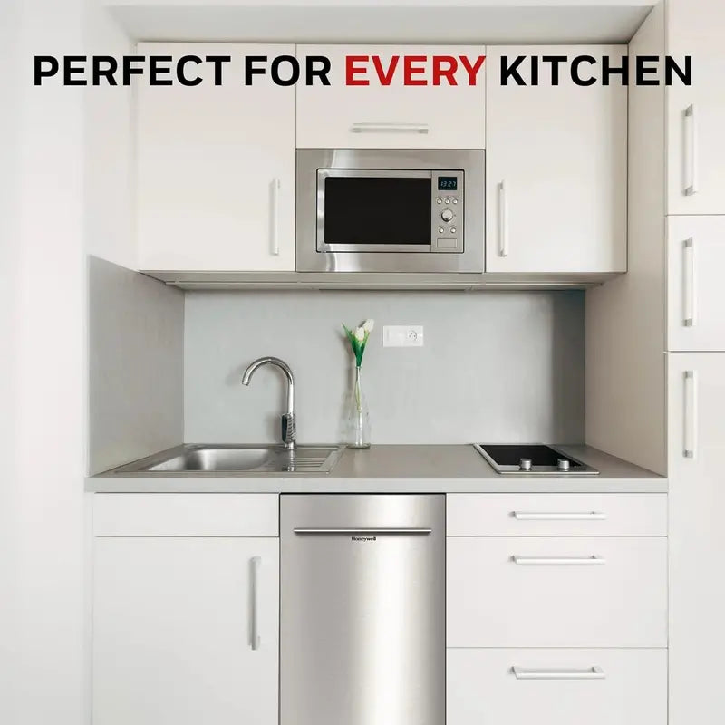 Honeywell 18″ Built-In Dishwasher – 8-Place Setting Capacity, 6 Wash Cycles, Stainless Steel Tub & ENERGY STAR Certified