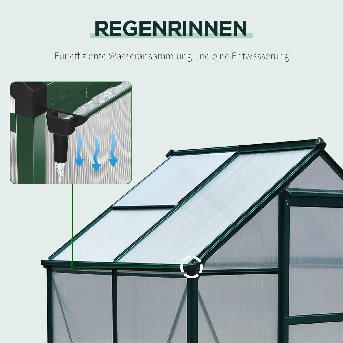 Outsunny Gewächshaus mit Dachfenster Aluminium Treibhaus 190 cm x 132 cm x 201 cm Grün + Transparent
