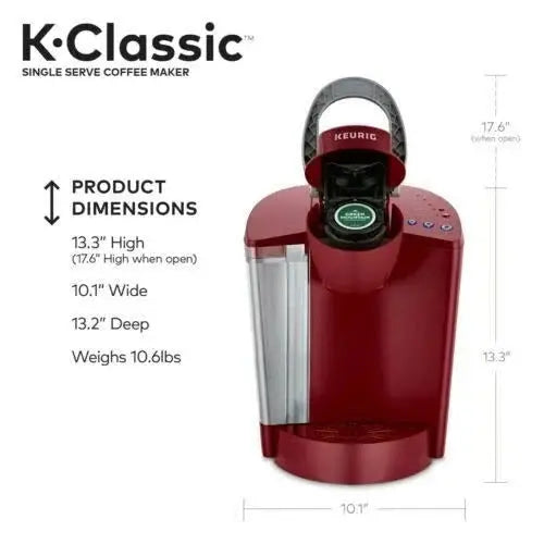 Keurig K-Classic Single-Serve Coffee Brewer – Sleek Rhubarb Finish, Programmable Timer