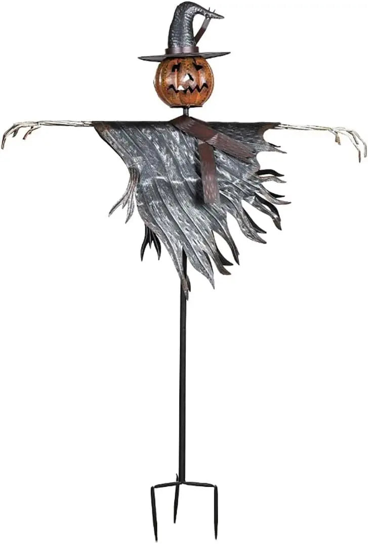 Halloween Solar Scarecrow Lantern – Decorative Metal Stake Light with Motion-Sensing Glow