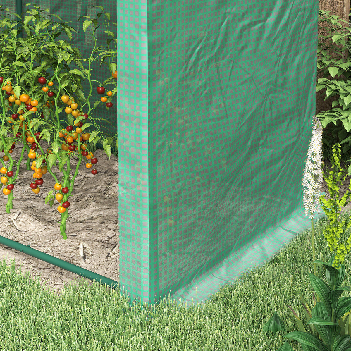 Outsunny Gewächshaus mit Fernster, Tür, Foliengewächshaus aus Stahl, Treibhaus mit PE-Gitterfolie für Balkon, Garten, Tomatenhaus 300x100x200cm, Tomatengewächshaus für Gemüse, Blumen, Pflanzen, Grün