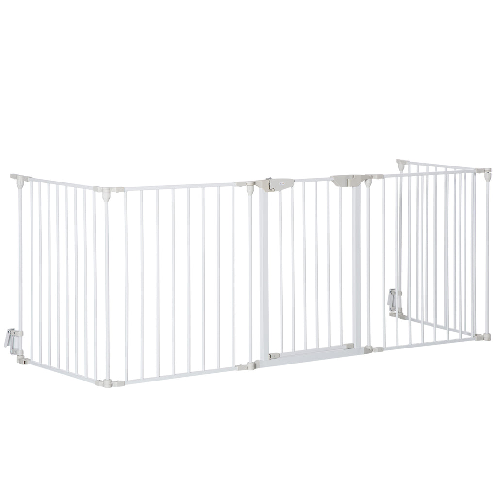 PawHut Modularer faltbarer Hundeparkzaun mit integrierter Tür 300L max. x 74,5H cm Metall PP Weiß
