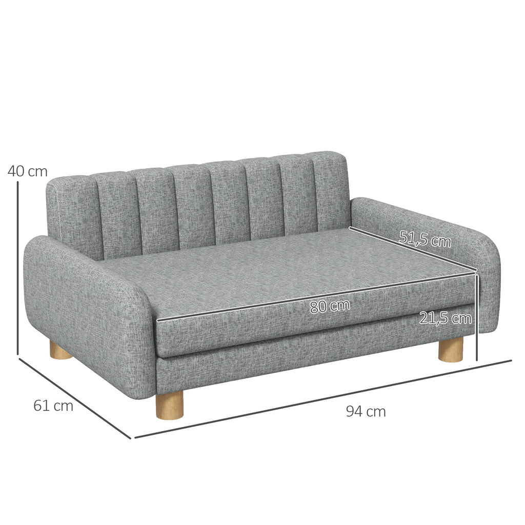 PawHut Hundebett, weiches Kissen, waschbarer Bezug, rutschfeste Füße, grau, 94B x 61T x 40H cm