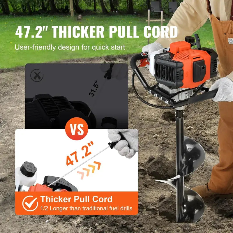 VEVOR 52cc Post Hole Digger – 1450W Gas-Powered Auger for Fencing & Landscaping