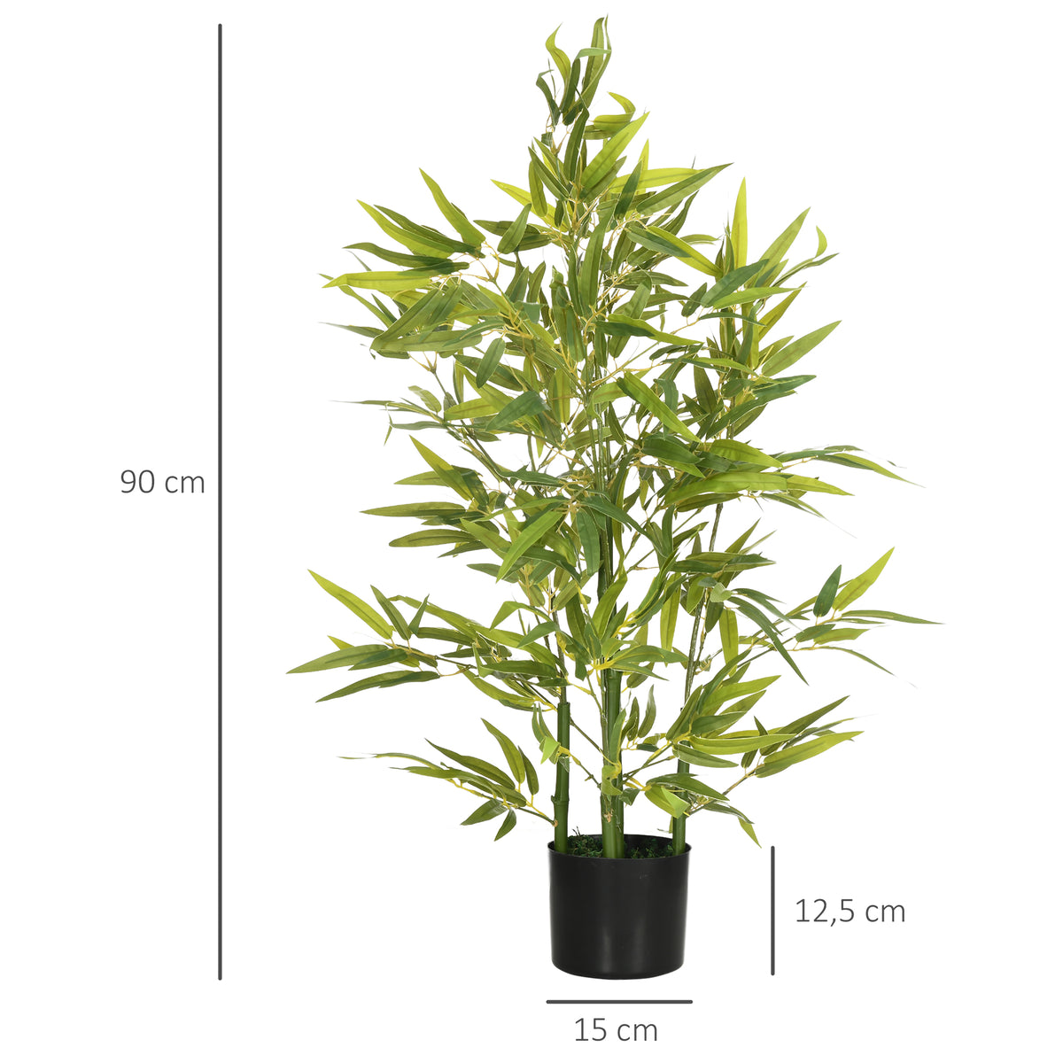 HOMCOM Künstlicher Baum, Kunstpflanze, 5 Stämme, 504 Blätter, robuster Topf, Kunststoff