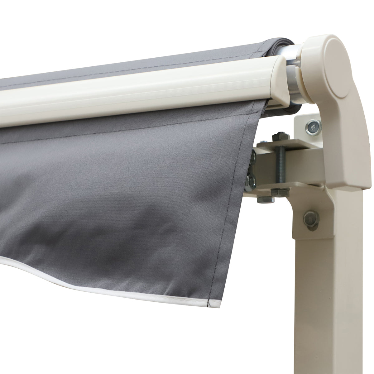 Outsunny Markise, 3,95 x 2,45 m, Sonnenschutz, einfahrbar, mit Handkurbel, Metallrahmen, Polyester, Grau/Weiß