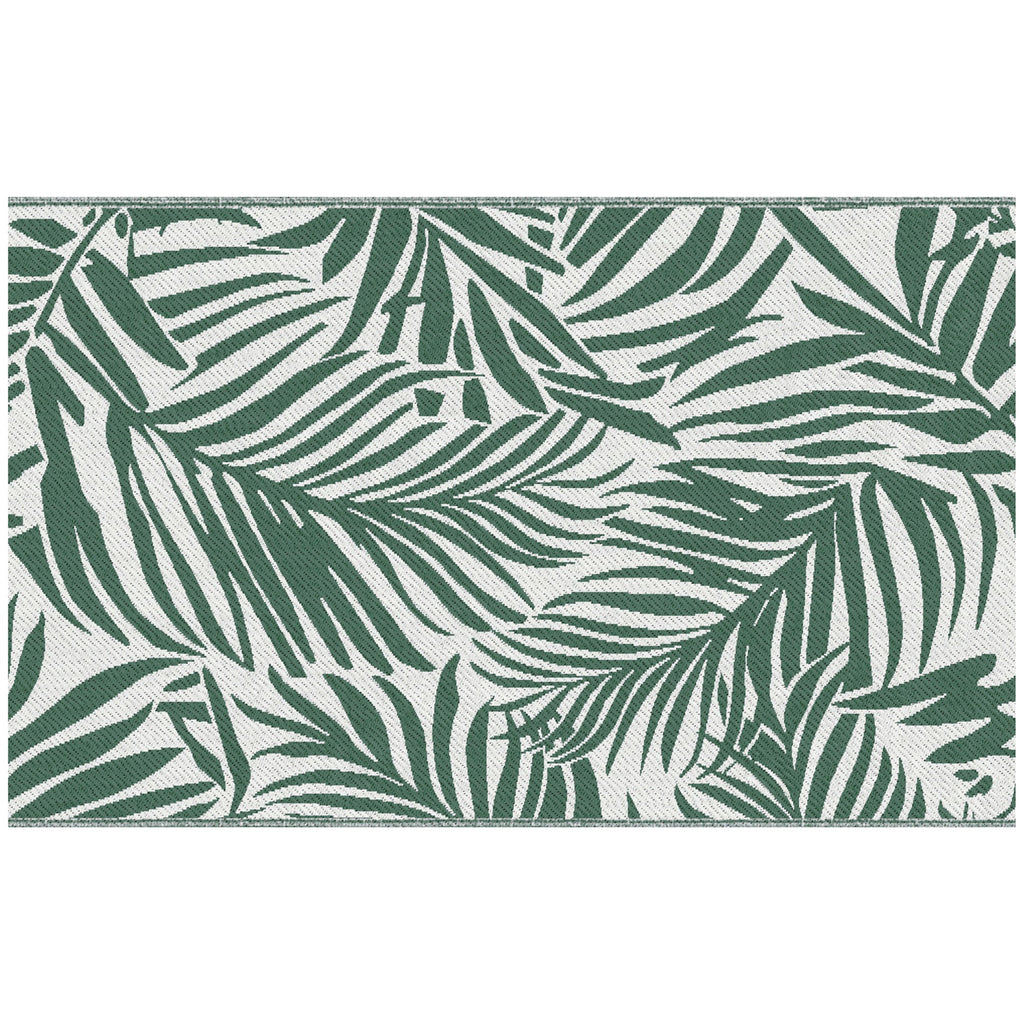 Outsunny Wendbarer Außenteppich mit tropischem Blattmuster - Hochdichtes Polypropylen 310 g/m² Maße 152L x 243B cm