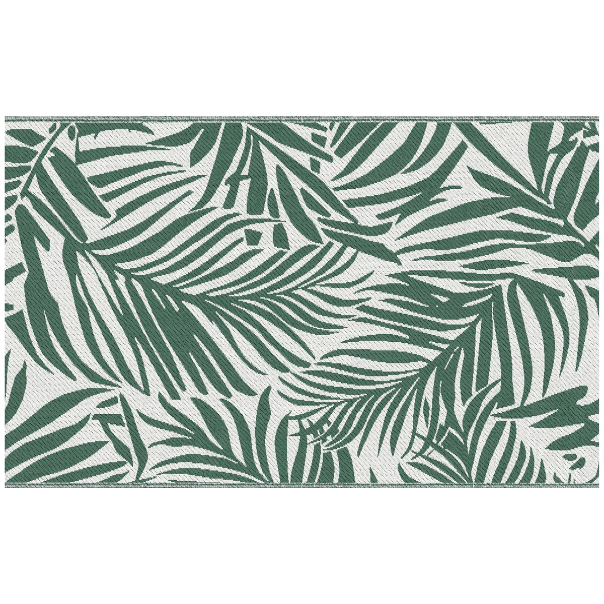 Outsunny Wendbarer Außenteppich mit tropischem Blattmuster - Hochdichtes Polypropylen 310 g/m² Maße 152L x 243B cm