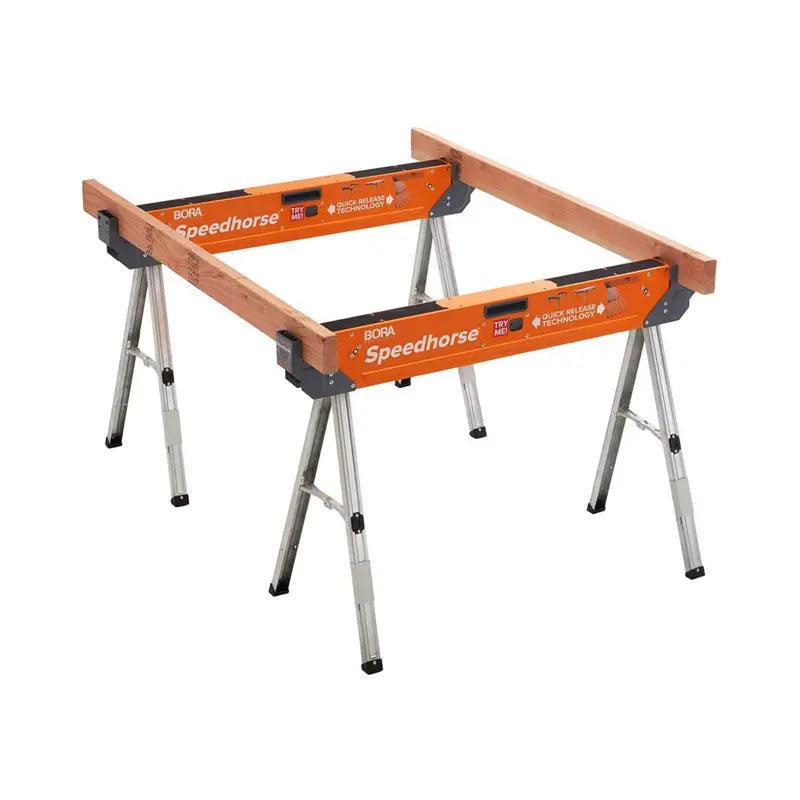 H-Style Steel Sawhorse – 30-Inch Height, Auto-Release Legs, 2-Pack
