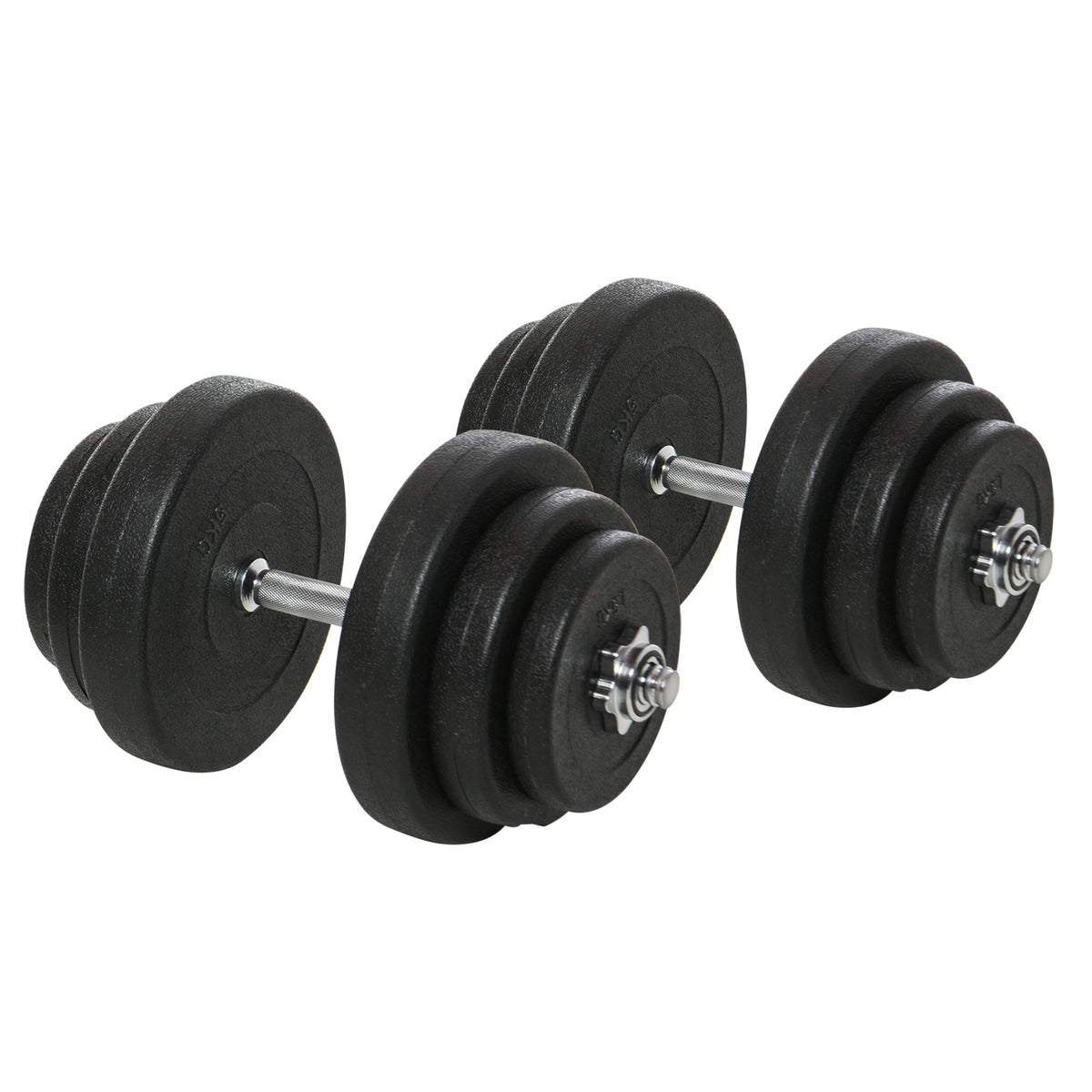 HOMCOM Kurzhantel-Set 40 kg, 2 Metallgriffe, 12 Hantelscheiben, bodenschonend, schwarz