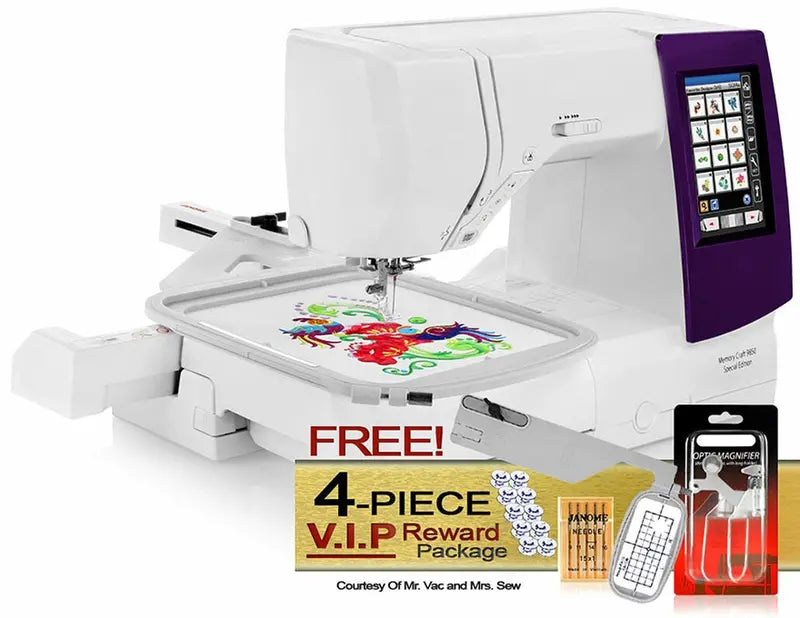 Janome Memory Craft 9850 Computerized Sewing & Embroidery Machine – Includes VIP Bonus Kit
