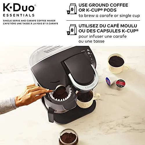 Keurig K-Duo Essentials Coffee Maker, Single Serve & 12-Cup Carafe, Black, Multiple Brew Sizes