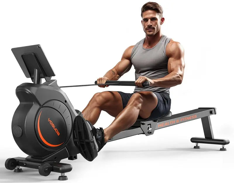 YOSUDA Magnetic Rowing Machine, 350 LB Capacity, Silent & Durable, LCD Monitor, Space-Saving Design