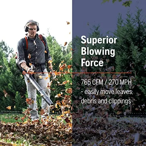 Husqvarna 150BT Backpack Leaf Blower – 51cc 2.16 HP Gas-Powered Unit with 765 CFM & 270 MPH Airflow