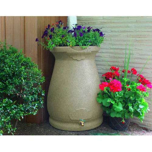 Good Ideas Rain Wizard Urn 65 Gallon Rain Barrel – Sandstone